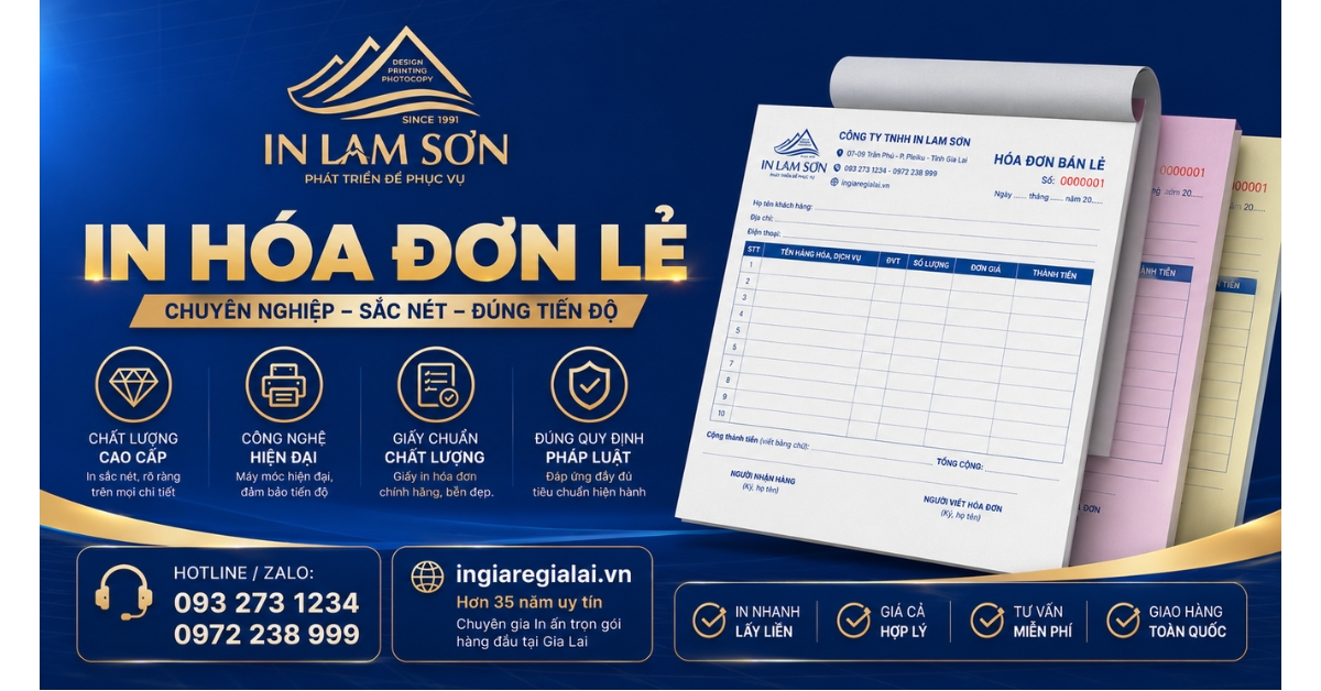 In Hóa Đơn Lẻ Bán Hàng Gia Lai - Đến Ngay Nhà In Lam Sơn GL 