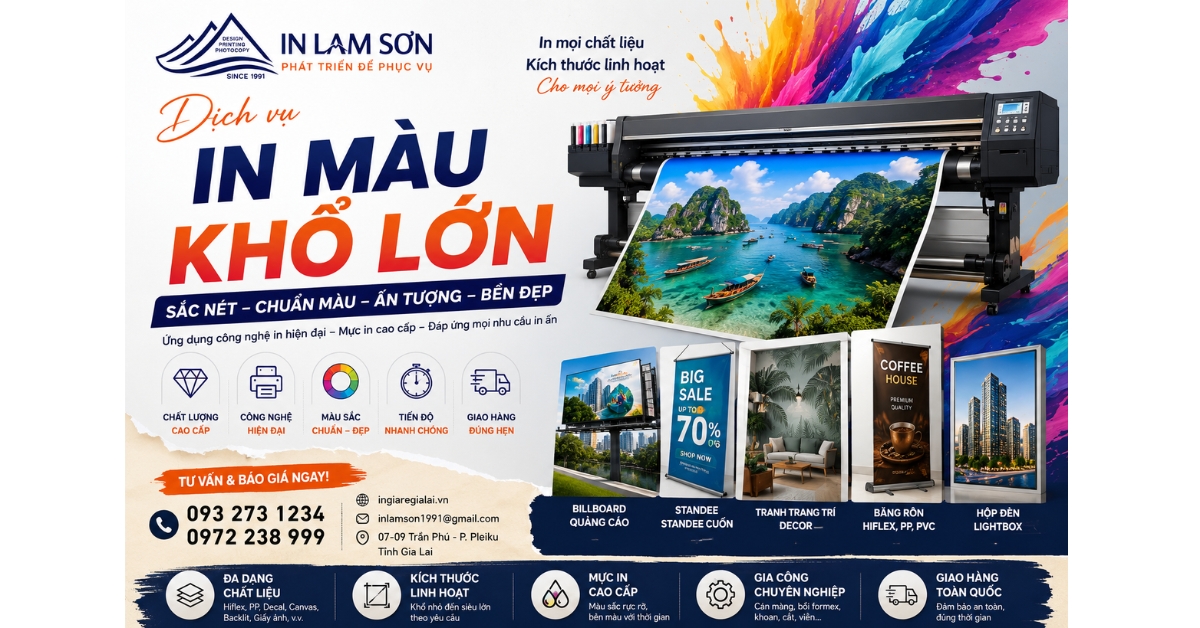 In Màu Khổ Lớn Tại Gia Lai: Sắc Nét, Bền Màu, Giá Xưởng