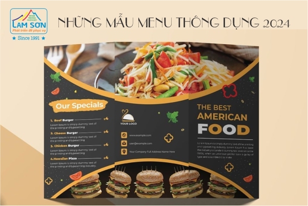 Những mẫu menu thông dụng phổ biến năm 2024 tại In Lam Sơn Gia Lai